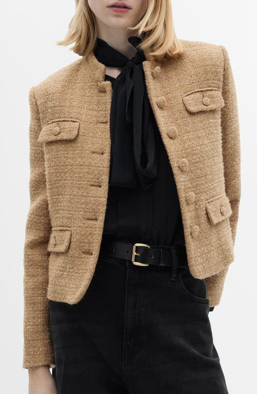 Mango Tweed Blazer In Medium Brown