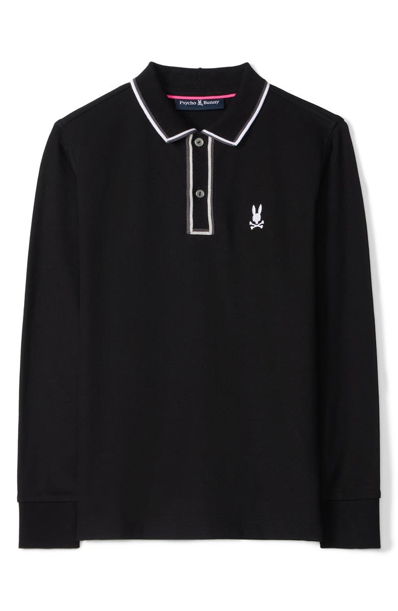 Psycho Bunny Kids' Kent Cotton Pique Polo, Main, color, Black