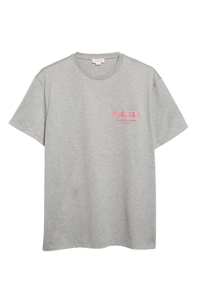 McQueen Embroidered Logo Cotton T-Shirt, Alternate, color,