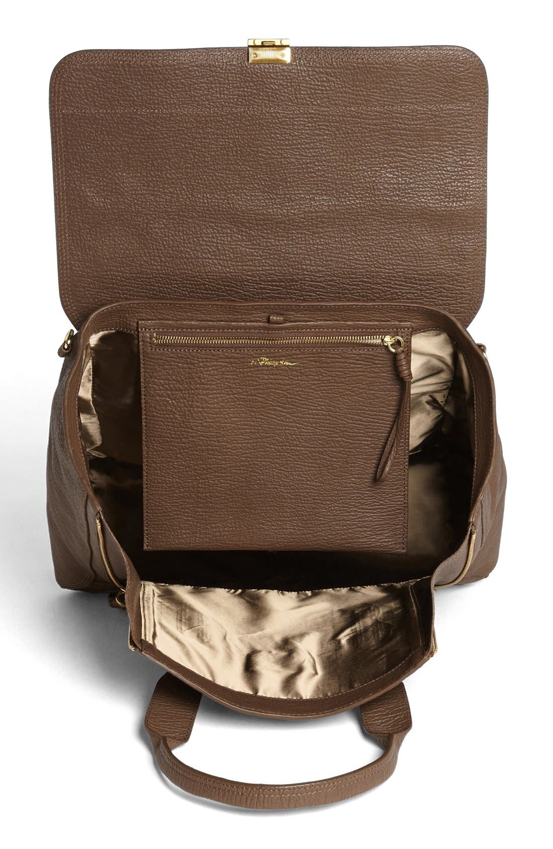 'Large Pashli' Leather Satchel, Alternate, color, TAUPE