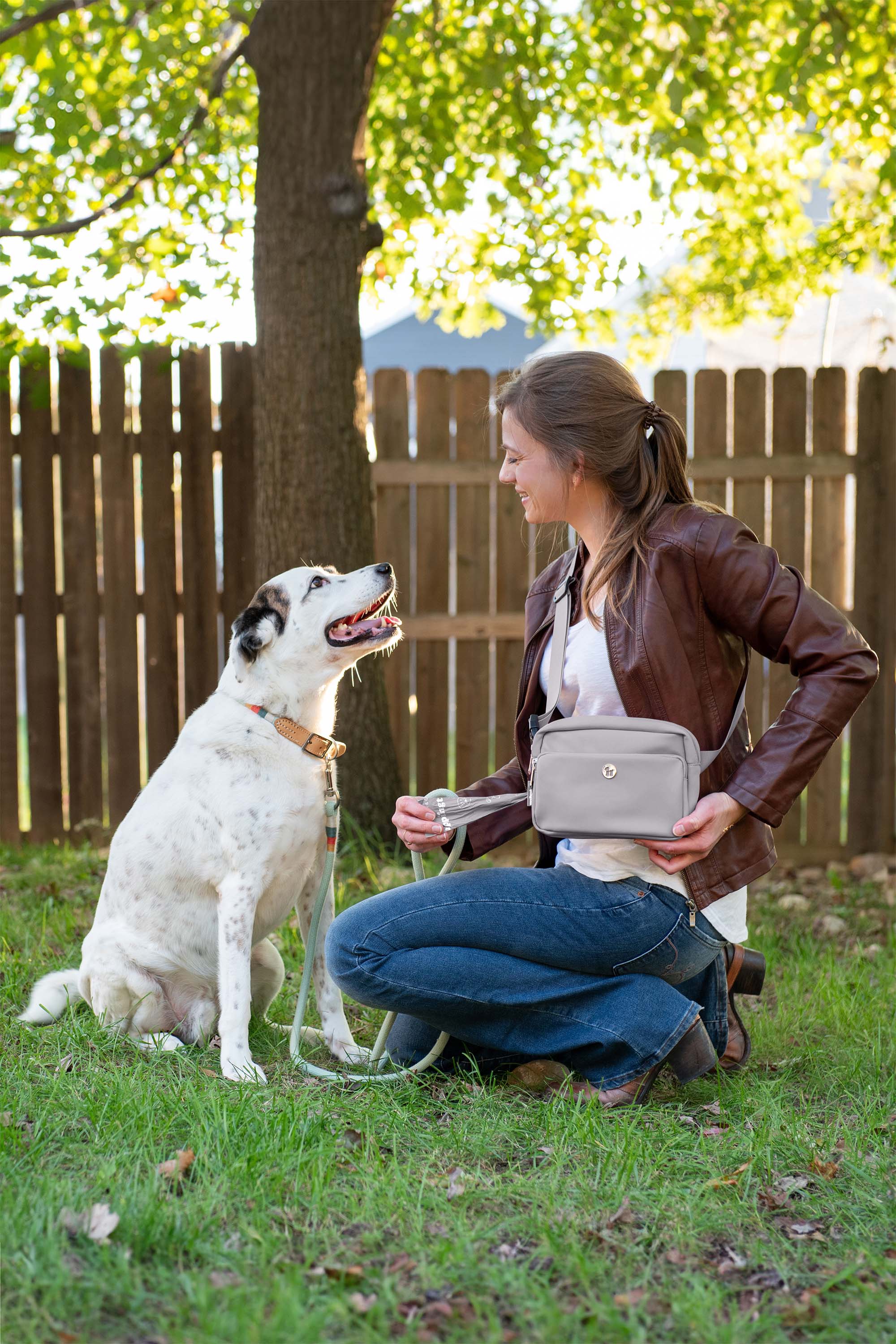 Puppington Walk Star Kit 3-in-1 Dog Walk Bag, Bowl, & Leash plus Matching 90 Refill Dog Poop Bags, Alternate, color, Charcoal Gray