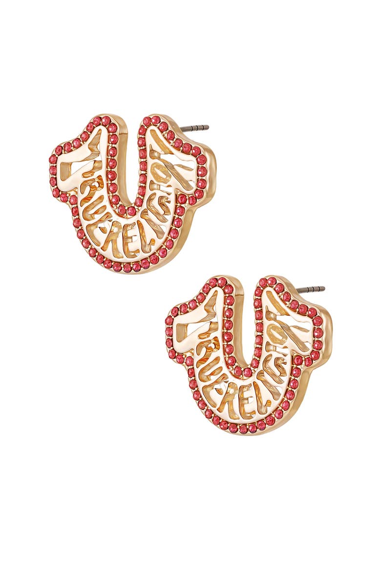 Logo horseshoe post earring, Alternate, color, ROSEGOLDTONE
