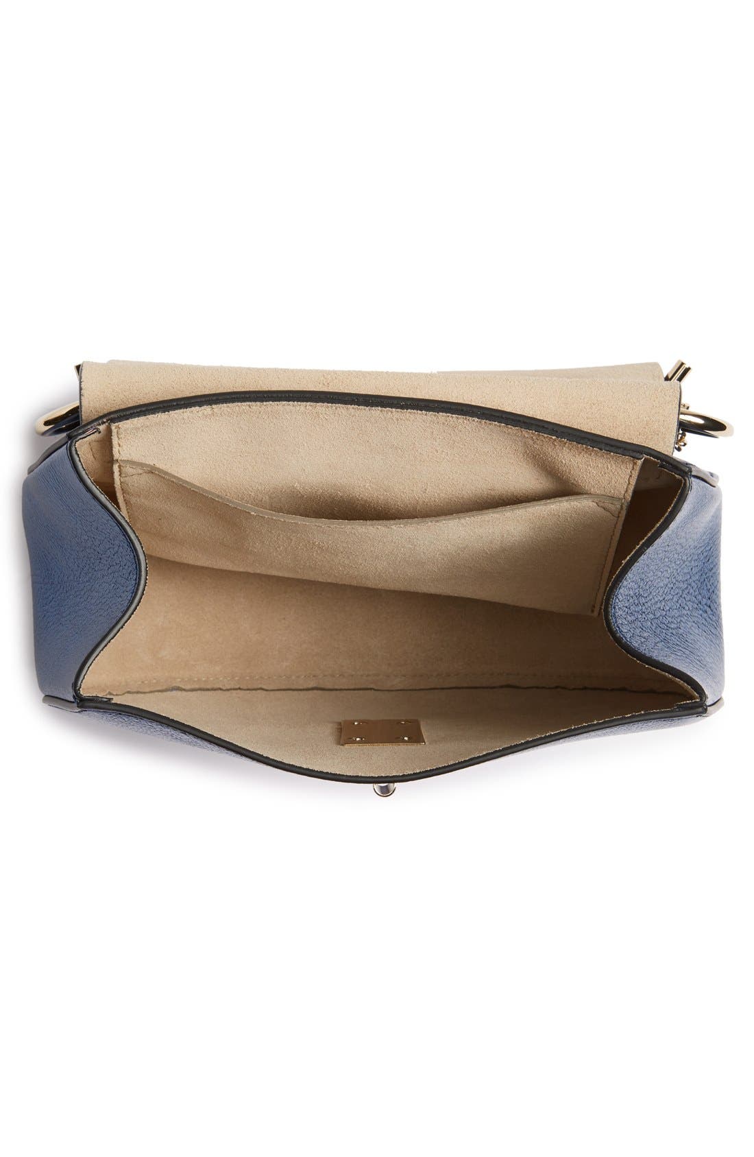 Chloé 'Mini Drew' Metallic Pebbled Leather Shoulder Bag, Alternate, color, 