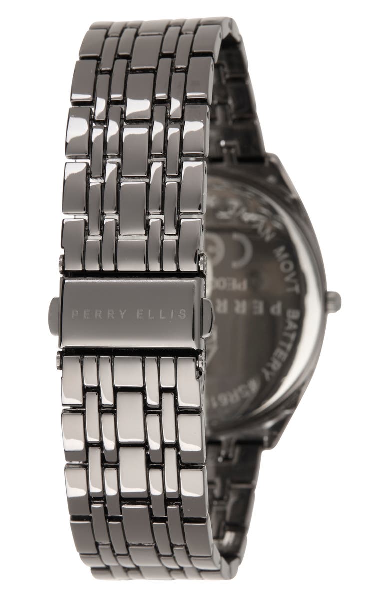 Perry Ellis Gunmetal Diamond Accent Bracelet Strap Watch, 41mm, Alternate, color, Gunmetal