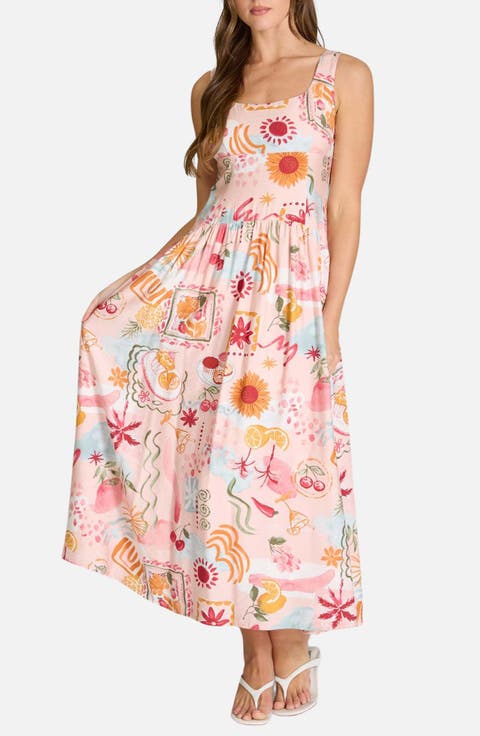 Print Fit & Flare Midi Dress