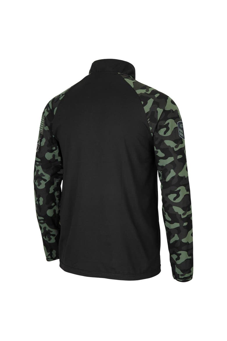 Men's Colosseum Black/Camo San Diego Toreros OHT Military Appreciation Take Flight Raglan Quarter-Zip Jacket, Alternate, color, Black