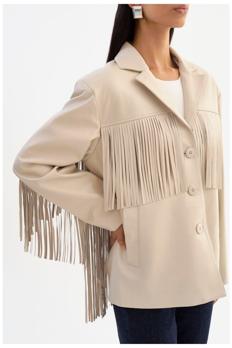 Rianne | Leather Fringe Jacket, Alternate, color, Bone