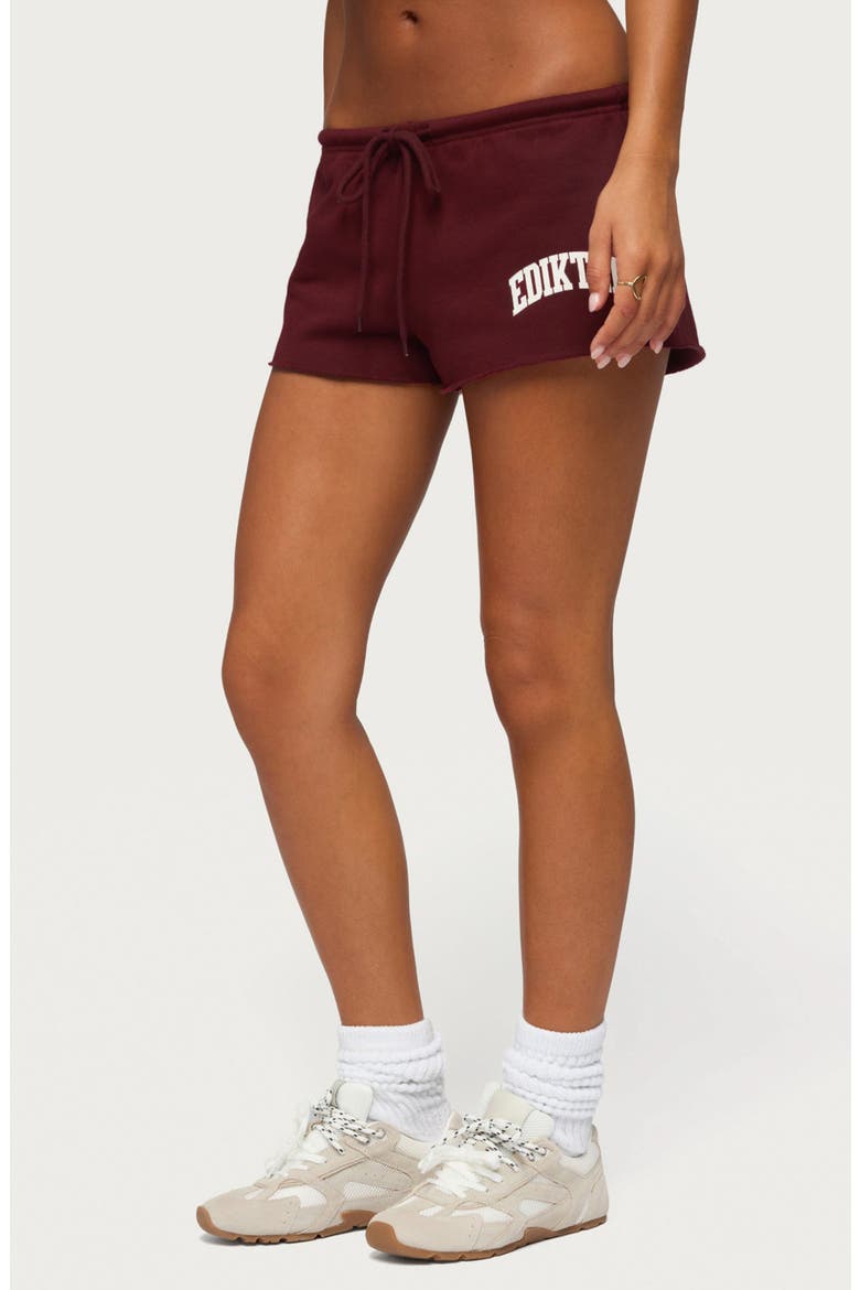 Sporty Babe Drawstring Micro Shorts, Alternate, color, BURGUNDY