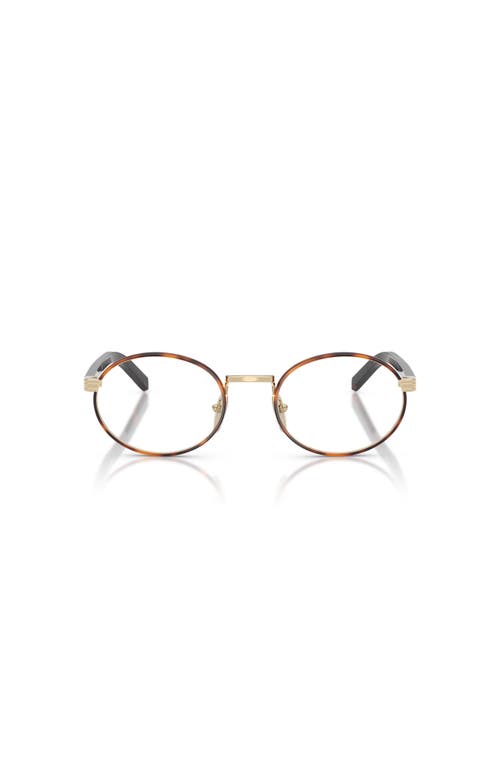 Prada 52mm Oval Optical Glasses In Gold