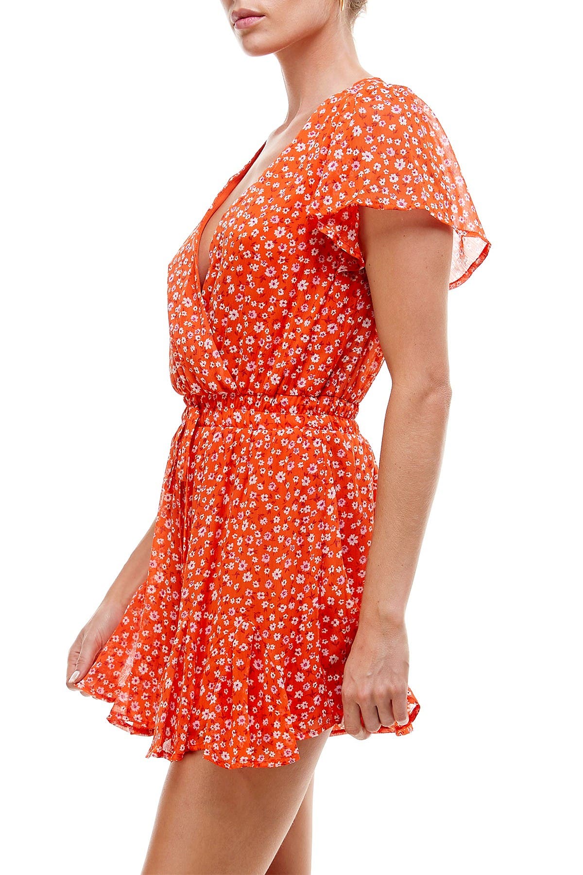 Row A Ditsy Print Chiffon Godet Romper (Women) | Nordstromrack