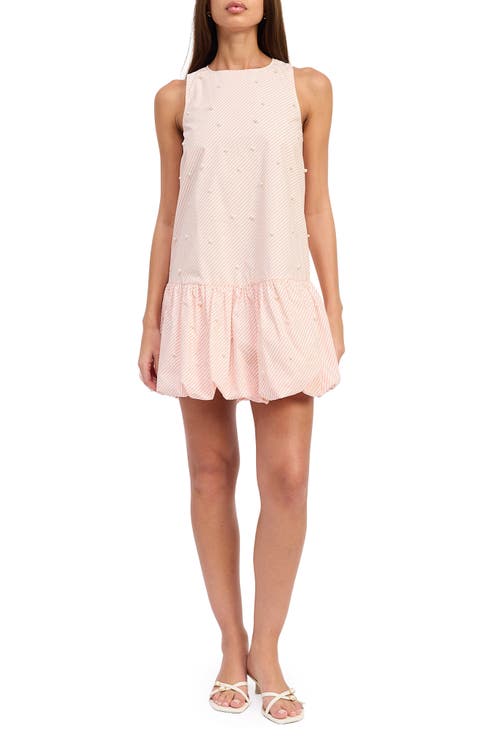 Aurora Bubble Hem Faux Pearl Minidress