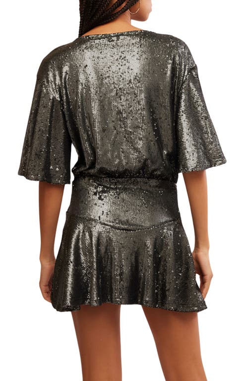 Free People Manuka Sequin-embellished Tulle Mini Dress In Silver