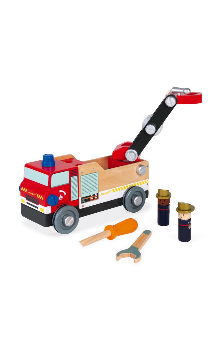 Janod Brico DIY Firetruck, Alternate, color, Red