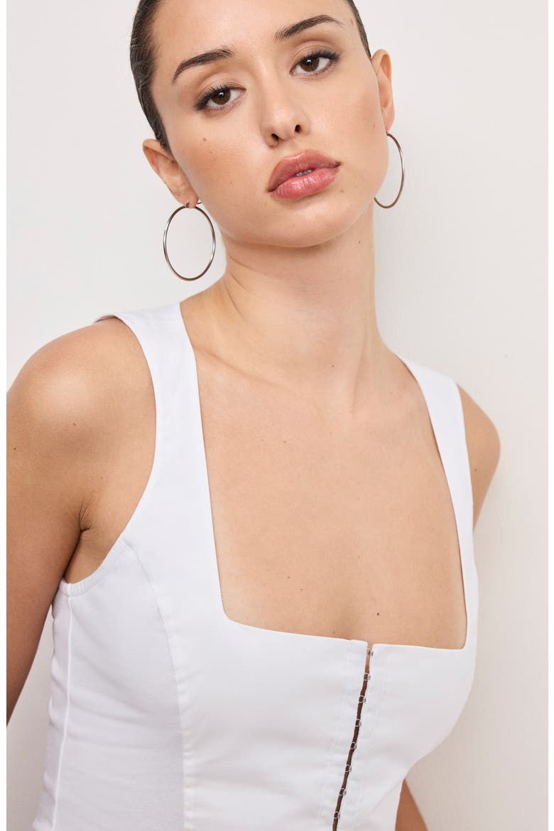 Dolly Cotton Poplin Bustier, Alternate, color, WHITE001