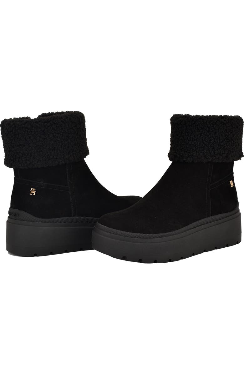 Tommy Hilfiger Peleiz Faux Shearling Cuff Platform Bootie, Alternate, color, Black Suede Shearling