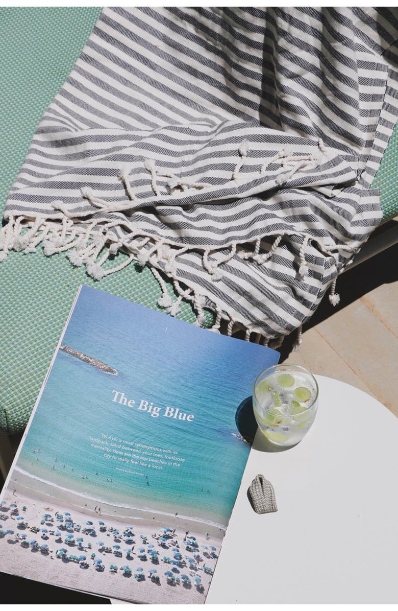 Sunkissed Sand Free Beach Towel - Striped, Alternate, color, Bondi Black