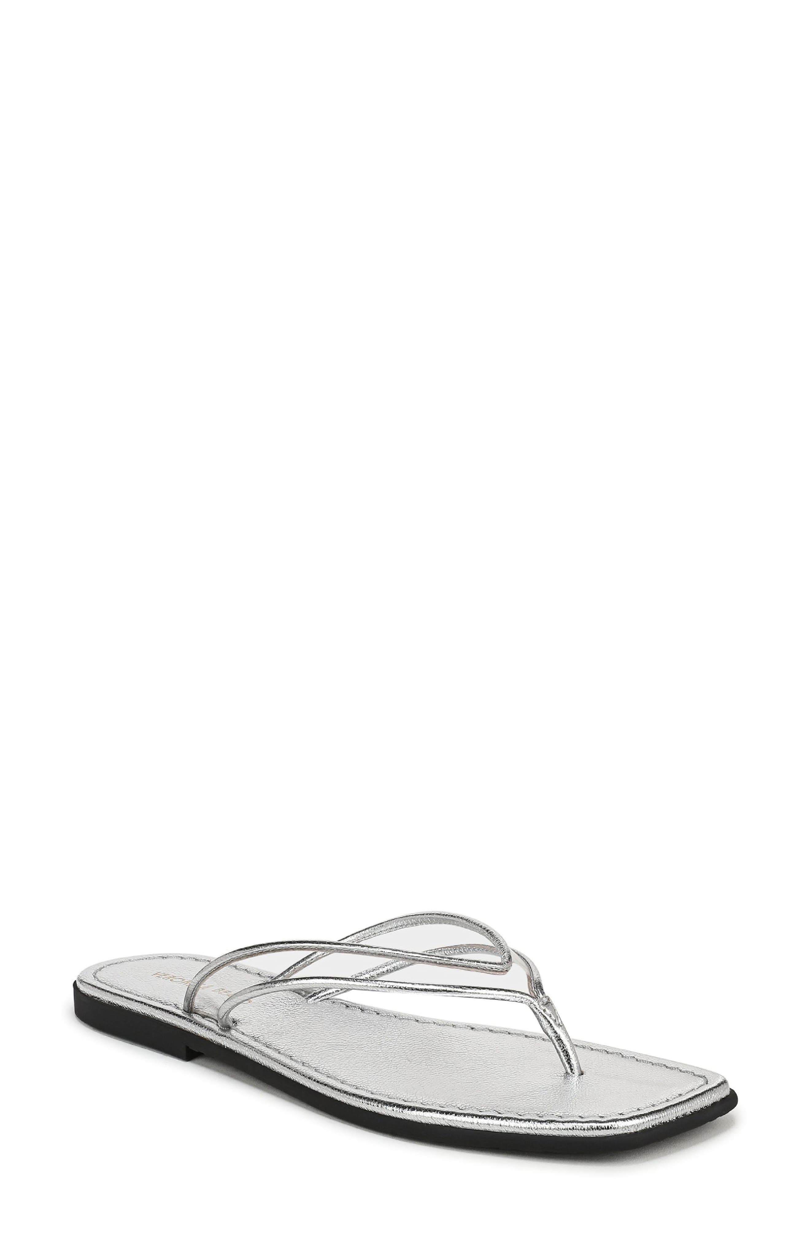 Veronica Beard Clea Flip Flop, Main, color, Clear/ Silver