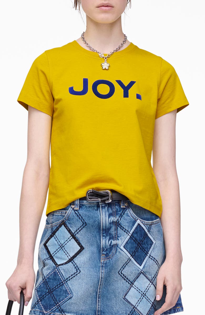 Marc Jacobs Joy, Period Slim Cut Graphic T-Shirt, Main, color, Joy Yellow
