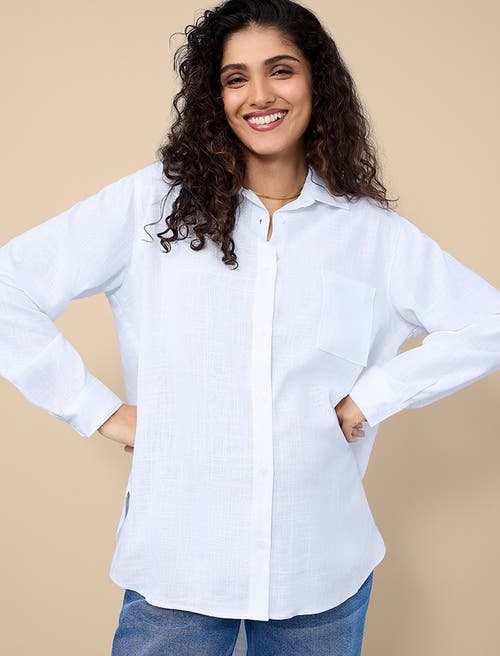 Motherhood Maternity Long Sleeve Button-up Poplin Shirt In White