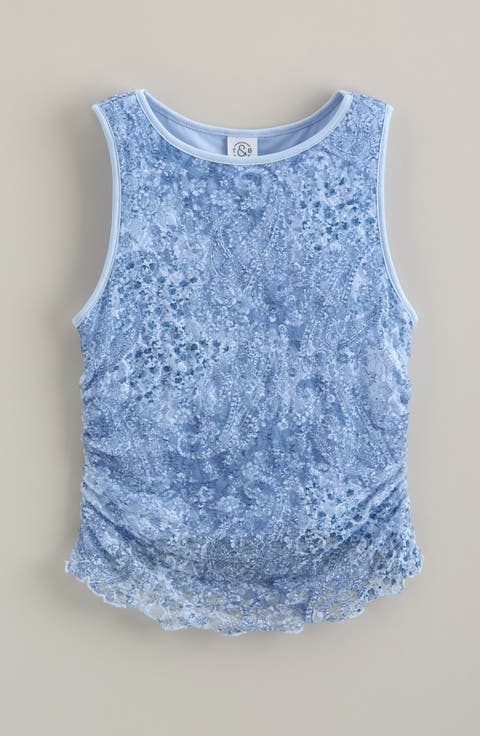 Kids' Ruched Stretch Lace Tank