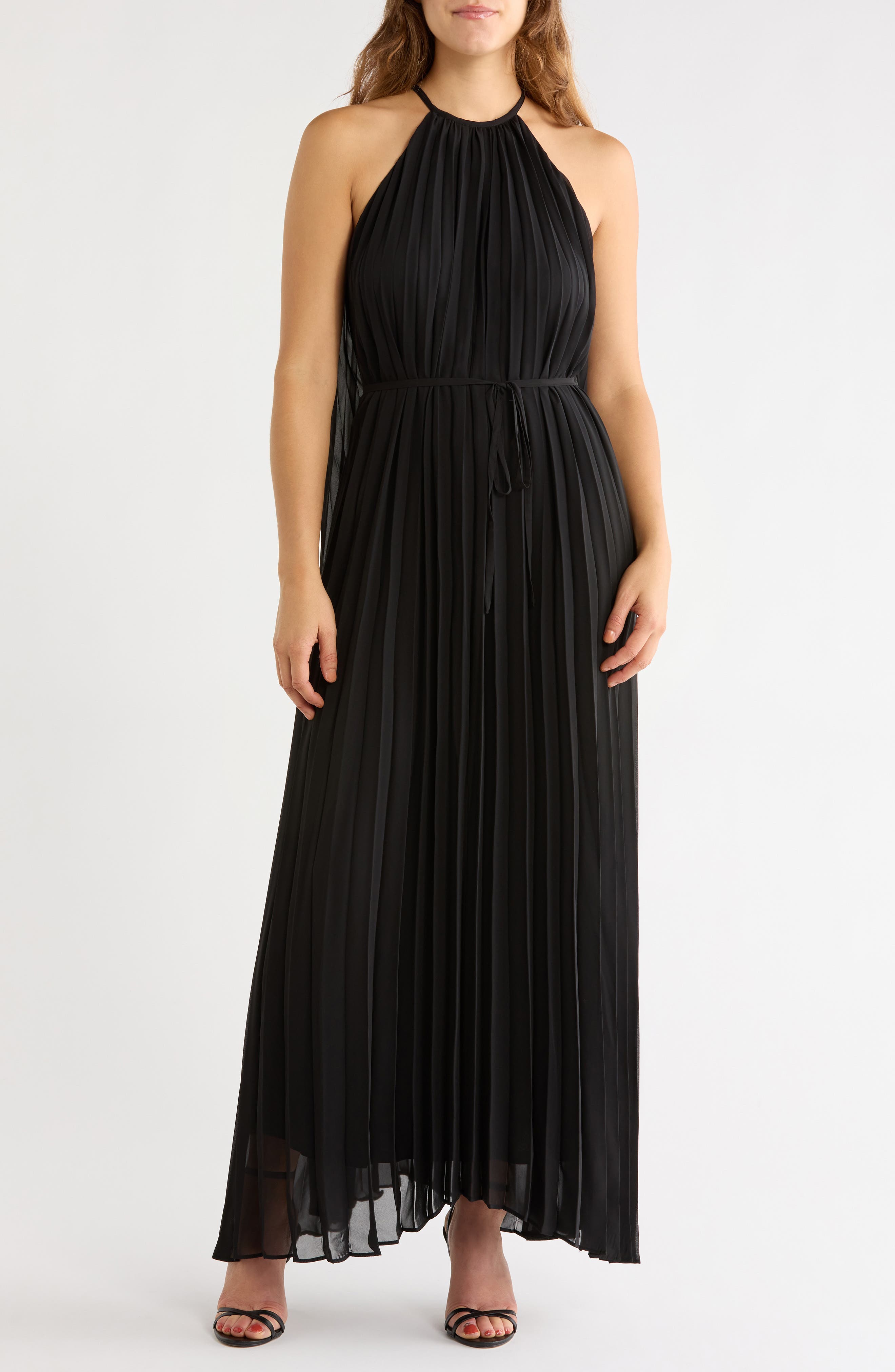 Pleated Chiffon Gown