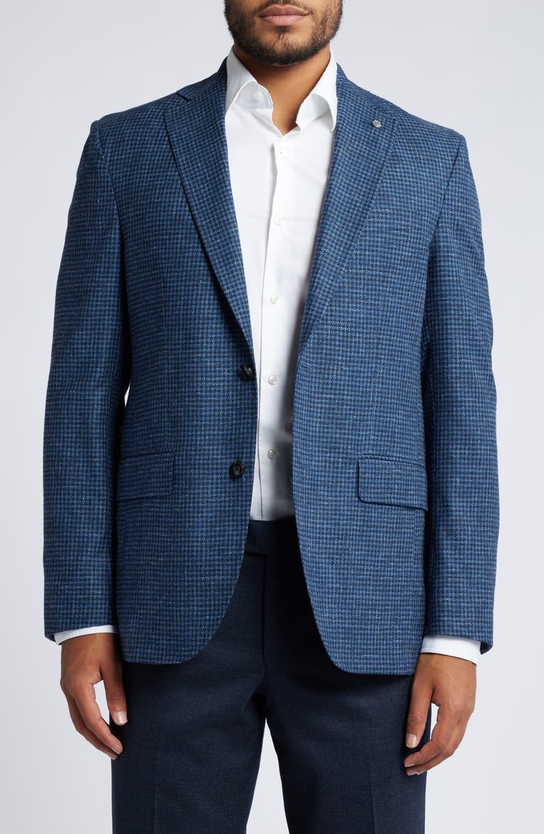 Ted Baker London Karl Mini Houndstooth Check Wool & Cotton Blend Sport Coat, Main, color,