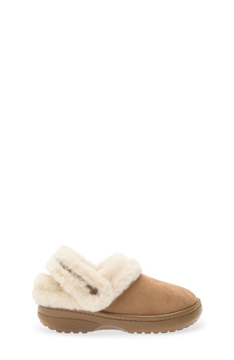 Kids' Faux Suede Clog with Faux Fur Cuff