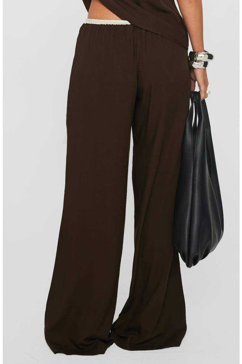 Nolei Contrast Detail Camisole & Drawstring Pants Set, Alternate, color, CHOCOLATE / WHITE