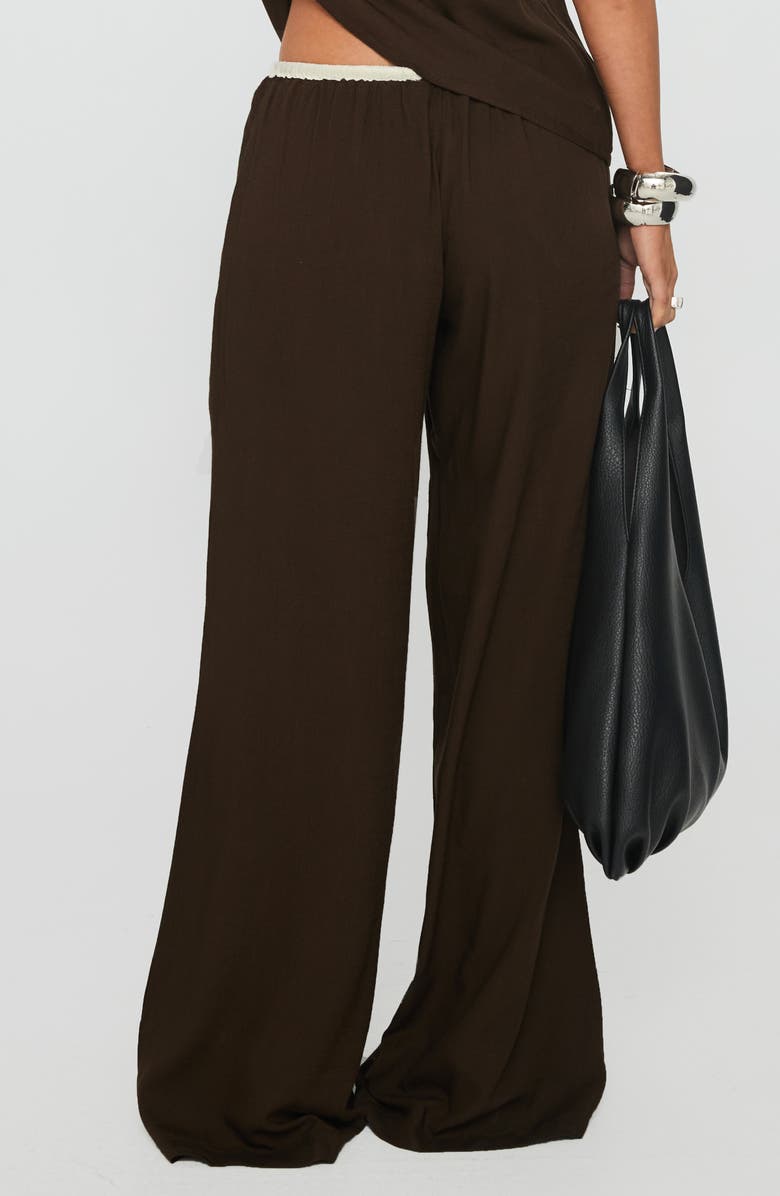 Princess Polly Nolei Contrast Detail Camisole & Drawstring Pants Set, Alternate, color, Chocolate / White