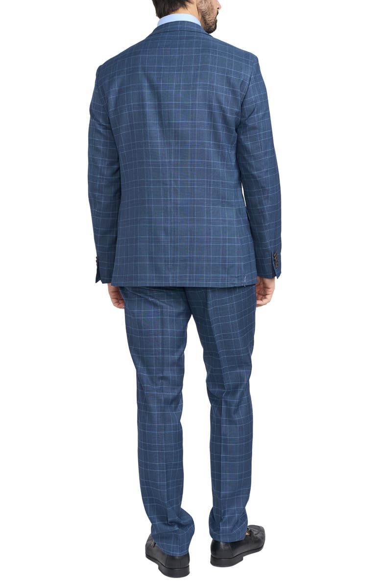 SAVILE ROW CO Blue Plaid Print Trim-Fit Suit, Alternate, color, Blue