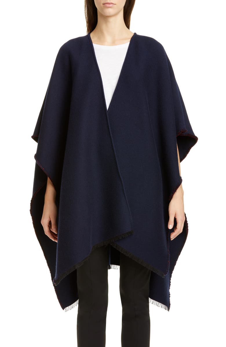 Valentino Garavani Valentino Logo Jacquard Wool & Silk Poncho, Main, color,