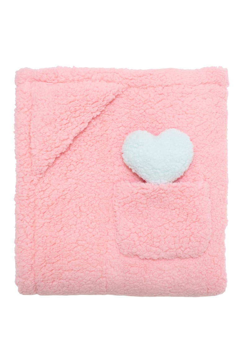 Glow in the Dark Print Reversible Fleece Baby Blanket, Main, color, COSMOS PINK