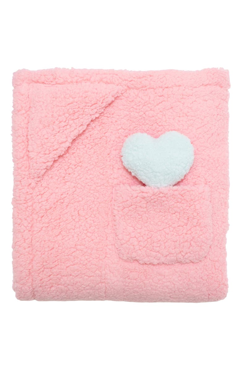 mimish Glow in the Dark Print Reversible Fleece Baby Blanket, Main, color, Cosmos Pink