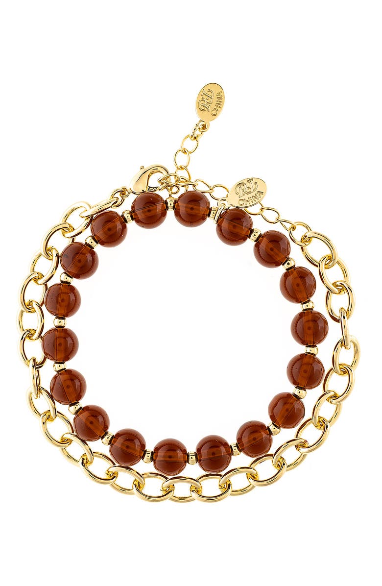 RIVKA FRIEDMAN Set of 2 Chain & Stretch Beaded Bracelets, Main, color, Gold