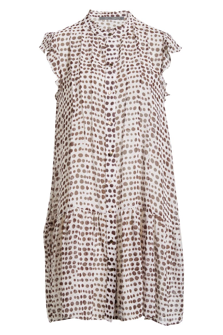Print Pleated Frill Dress, Alternate, color, CREAM MULTI