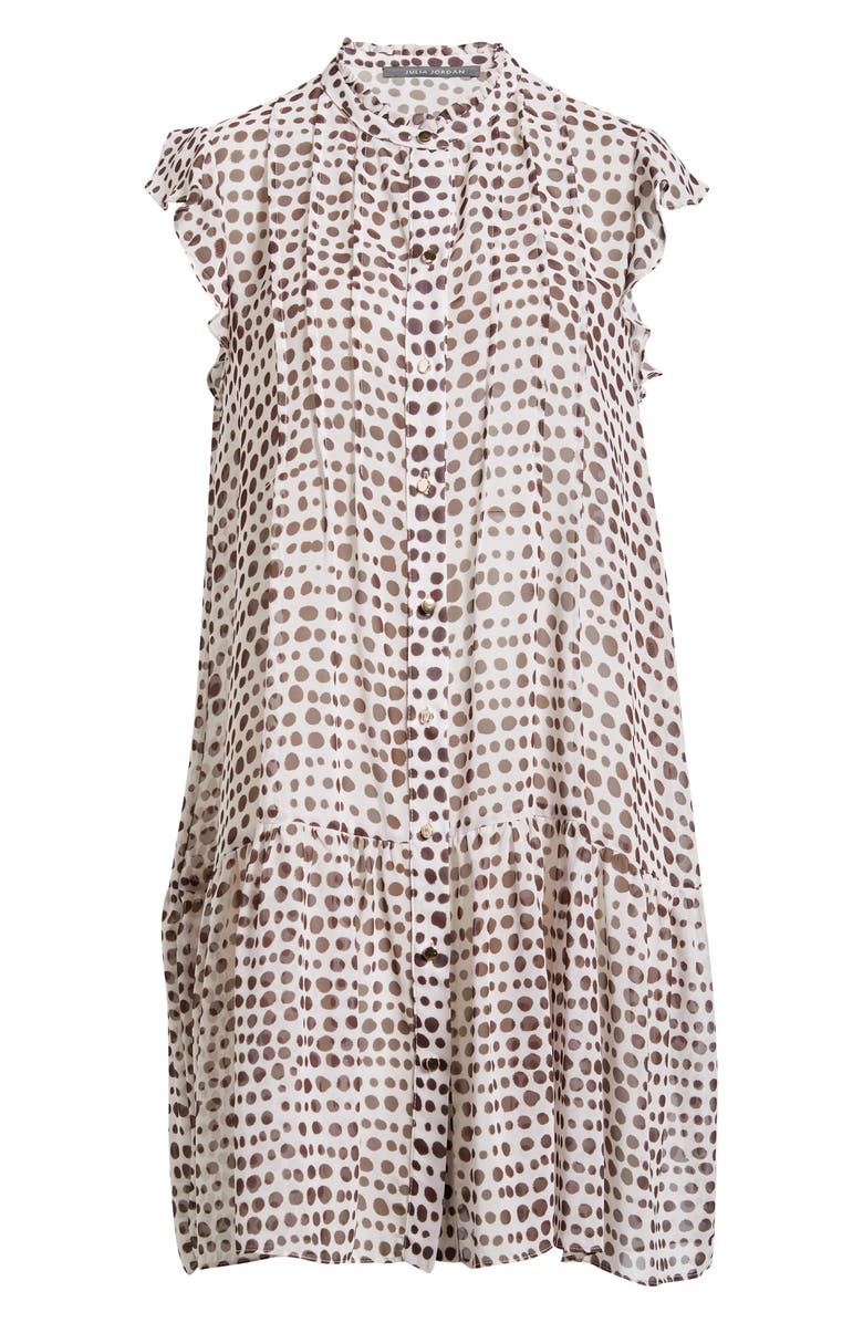 Julia Jordan Print Pleated Frill Dress, Alternate, color, Cream Multi