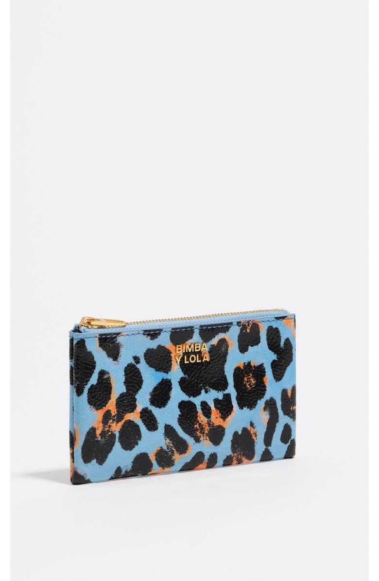 Bimba y Lola Textured Shiny Leopard Print Coin Wallet, Main, color, Leopard Pastel Blue