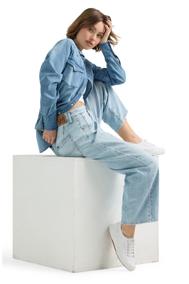 Button Fly High Waist Loose Fit Ankle Jeans, Alternate, color, BRIGHTEST DAY