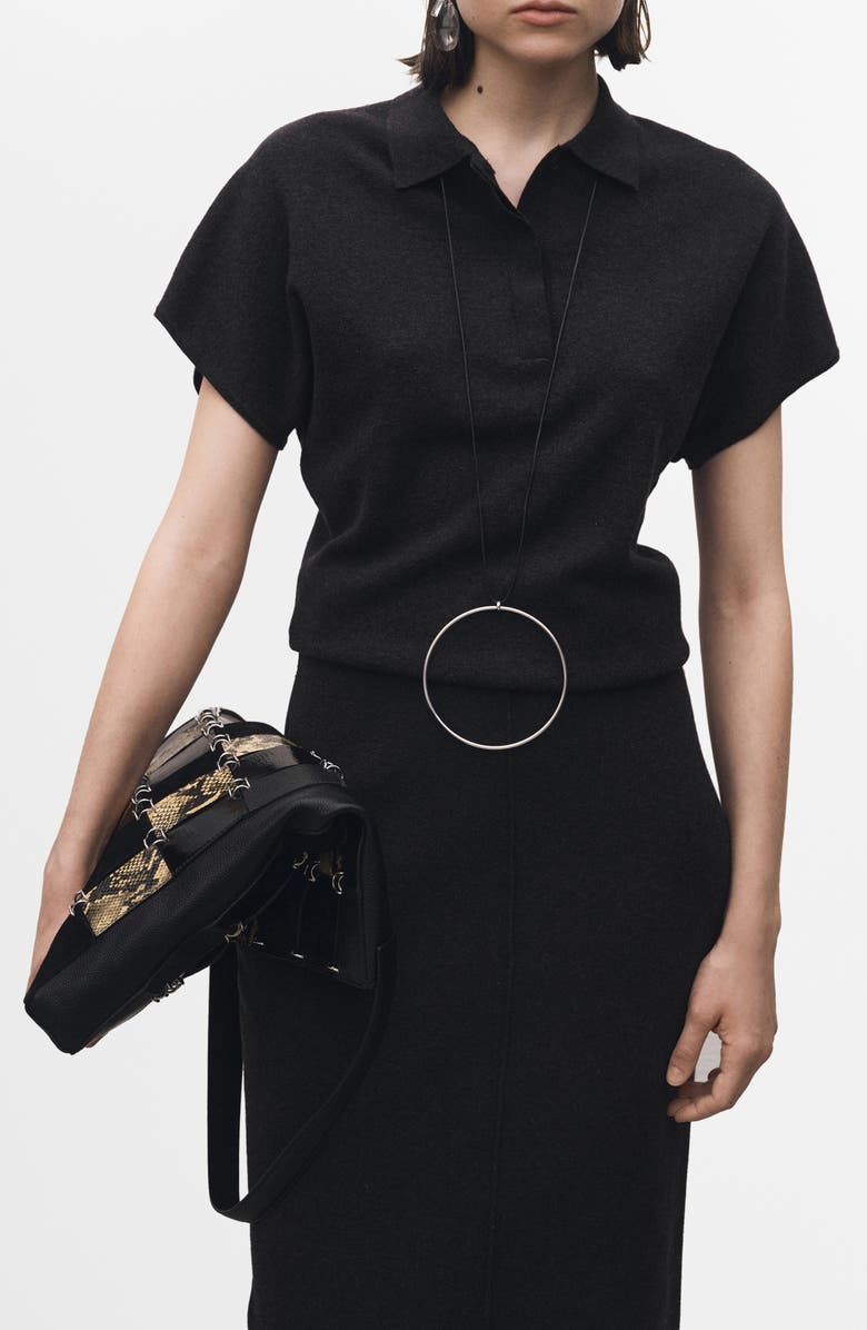 MANGO Wool Blend Polo Sweater, Main, color, 