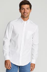 Lands' End School Uniform Tailored Fit No Iron Solid Supima Cotton Pinpoint Buttondown Collar Dress Shirt