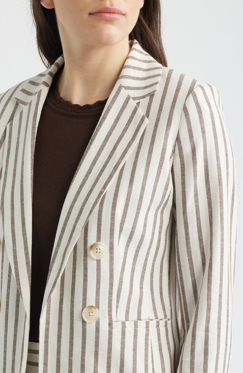 Anne Klein Stripe Blazer, Alternate, color, White/ Dark Chocolate