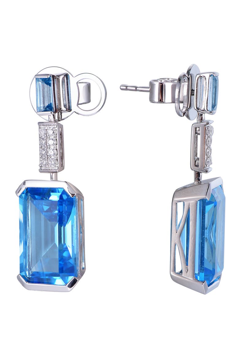 Swiss Blue Topaz Earrings with Diamonds, Alternate, color, Swiss Blue
