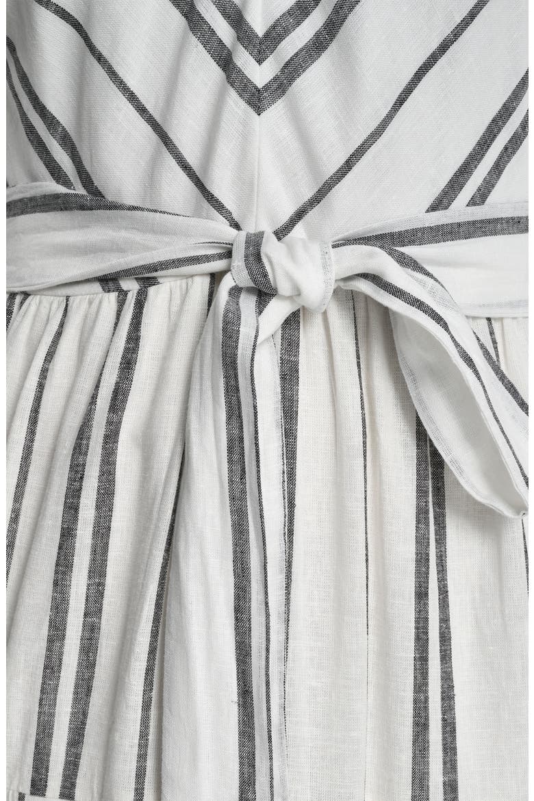 Stripe Sleeveless Linen Blend Midi Dress, Alternate, color, WHITE/BLACK