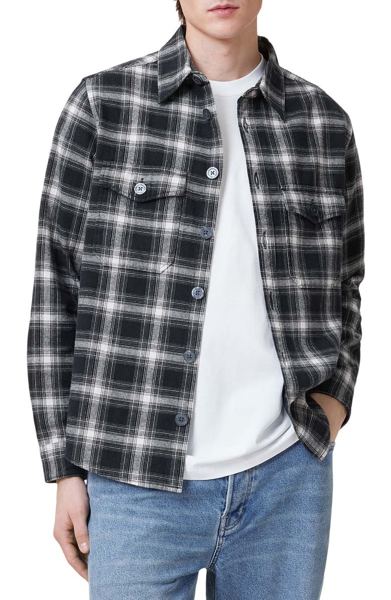AllSaints Hamura Plaid Long Sleeve Shirt, Main, color, 