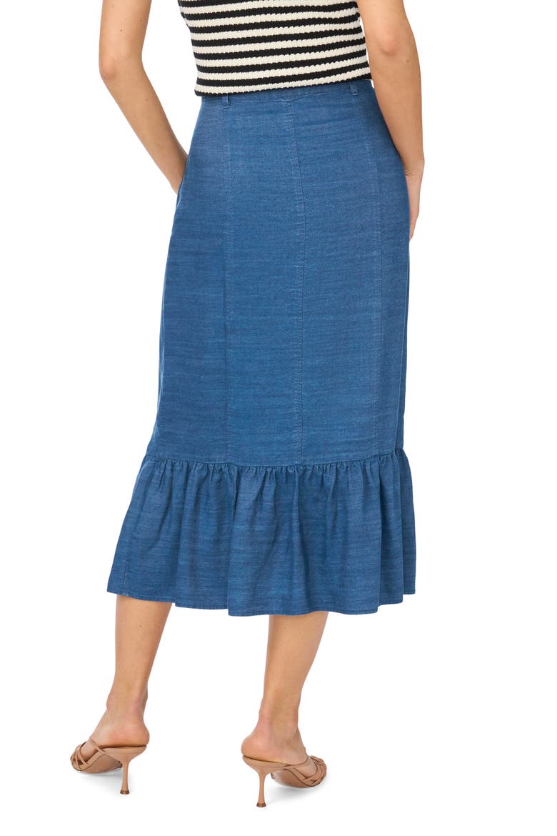 Button-Up Denim Midi Skirt, Alternate, color, MED INDIGO