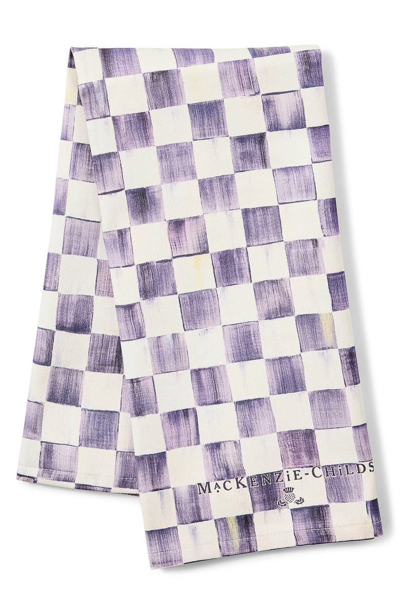 MACKENZIE CHILDS Violet Check Dish Towel, Main, color, Violet