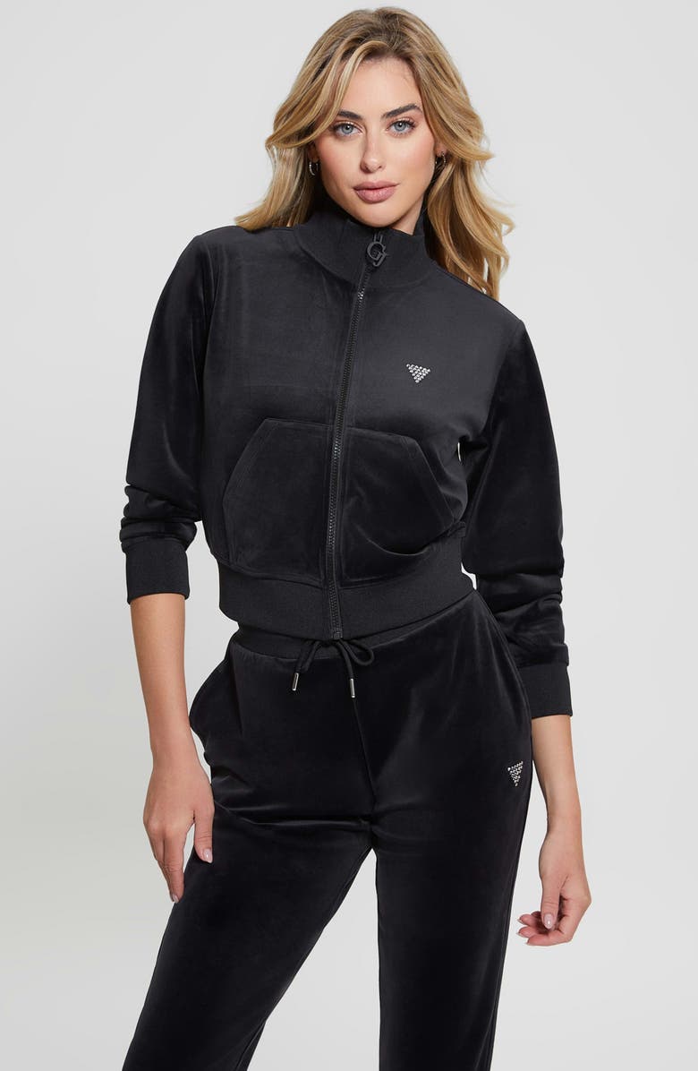 GUESS Couture Embellished Velvet Jacket, Alternate, color, 