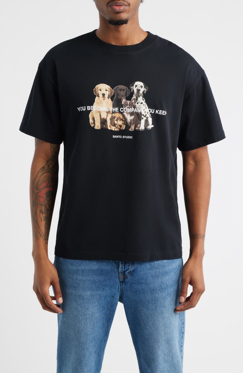 SANTO STUDIO Good Company Drappl Graphic T-Shirt, Main, color, Black