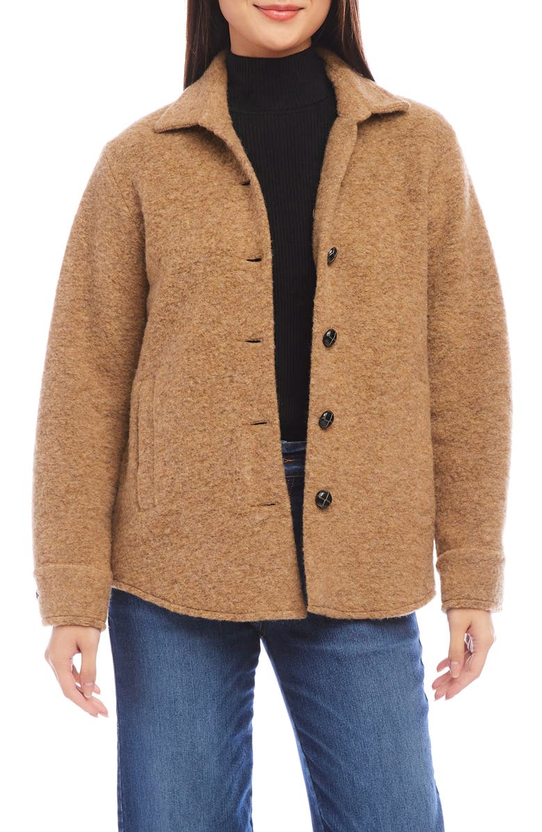 Karen Kane Brushed Wool Blend Shirt Jacket, Main, color, 