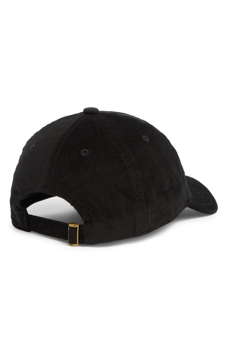 Clare V. Le Weekend Cotton Corduroy Baseball Cap, Alternate, color, Black Corduroy W/ Green